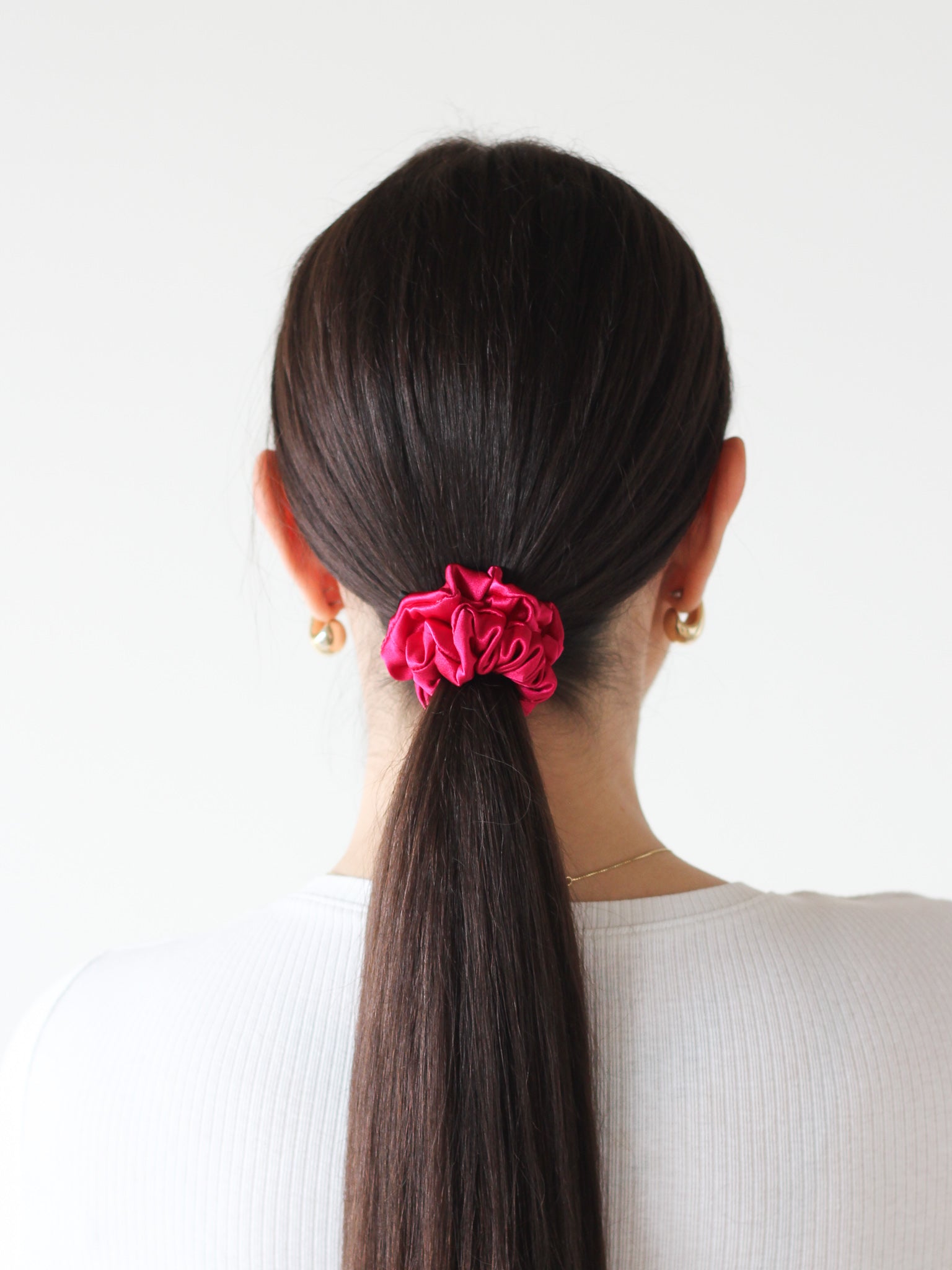 Mini saténová scrunchie - Fuchsia