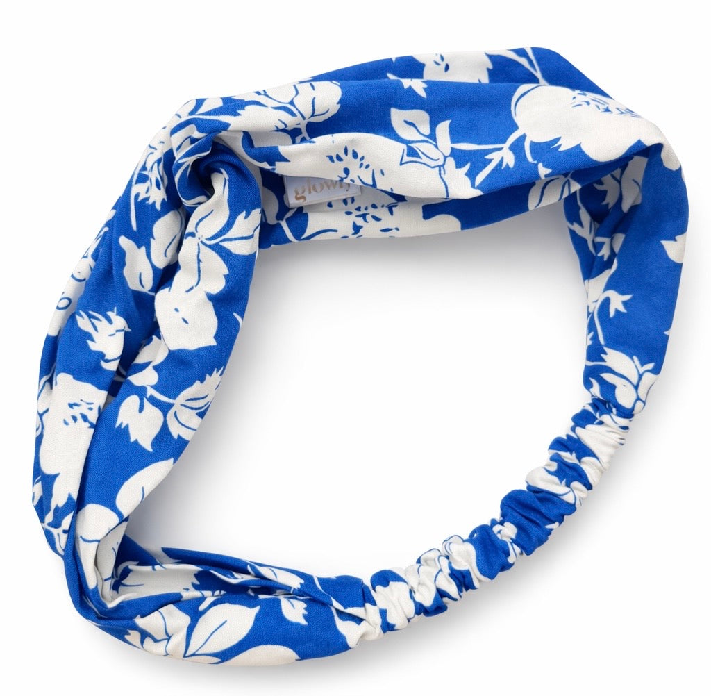 Viskózová čelenka Twist - Garden Blue