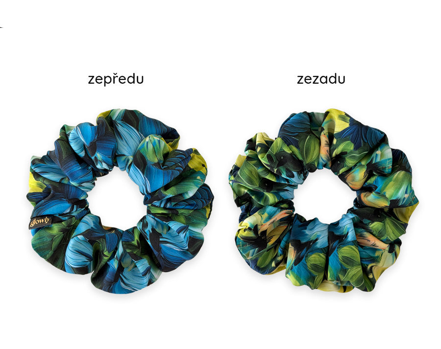 Hedvábná scrunchie - Rainforest Parrot