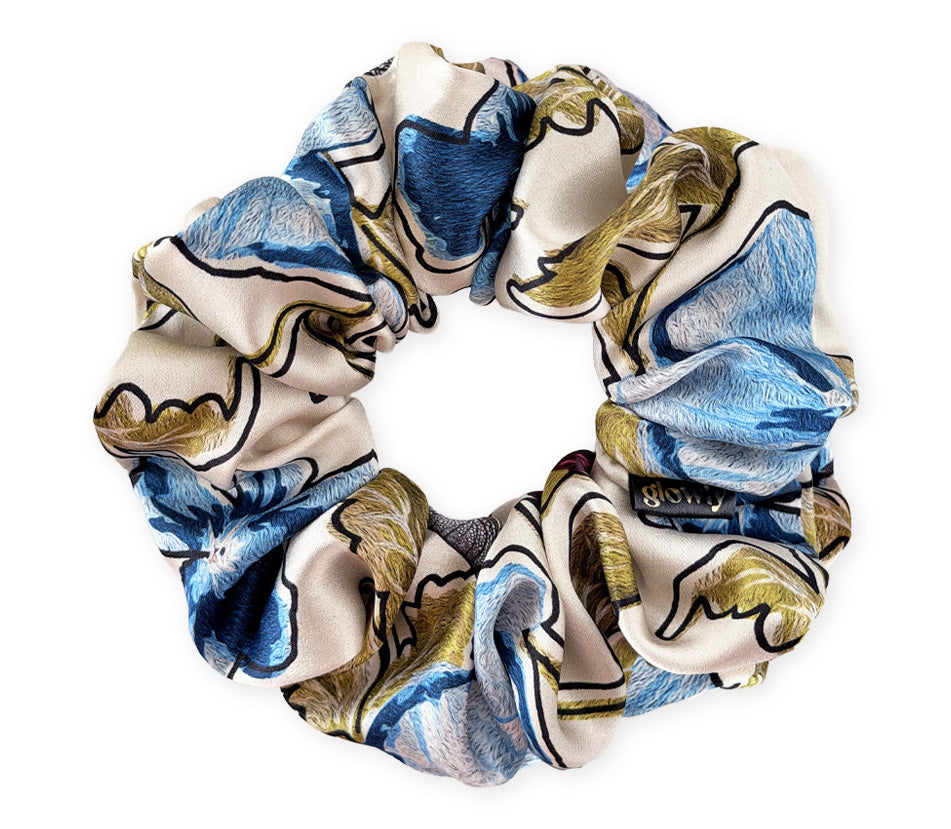 Hedvábná scrunchie - Flora Azzurra