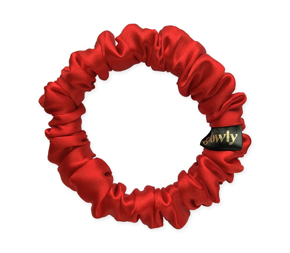 Mini hedvábná scrunchie - Červená