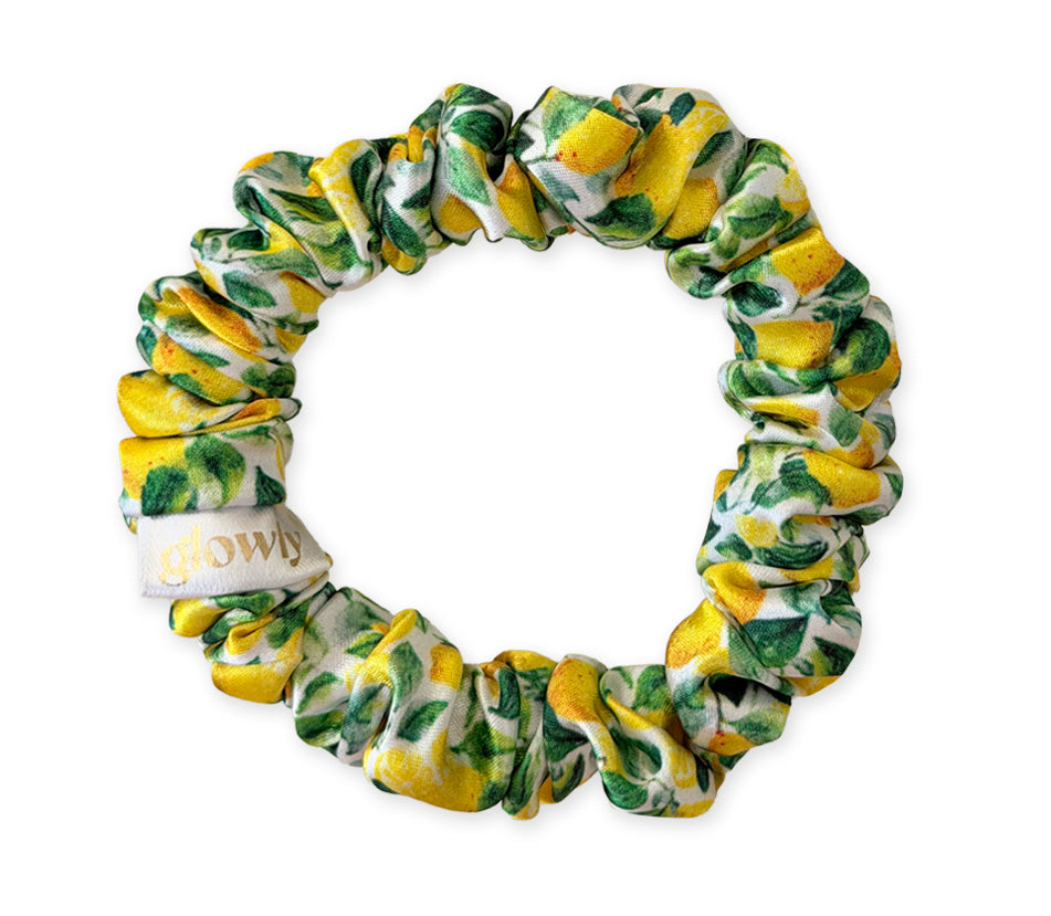 Mini saténová scrunchie - Citronada