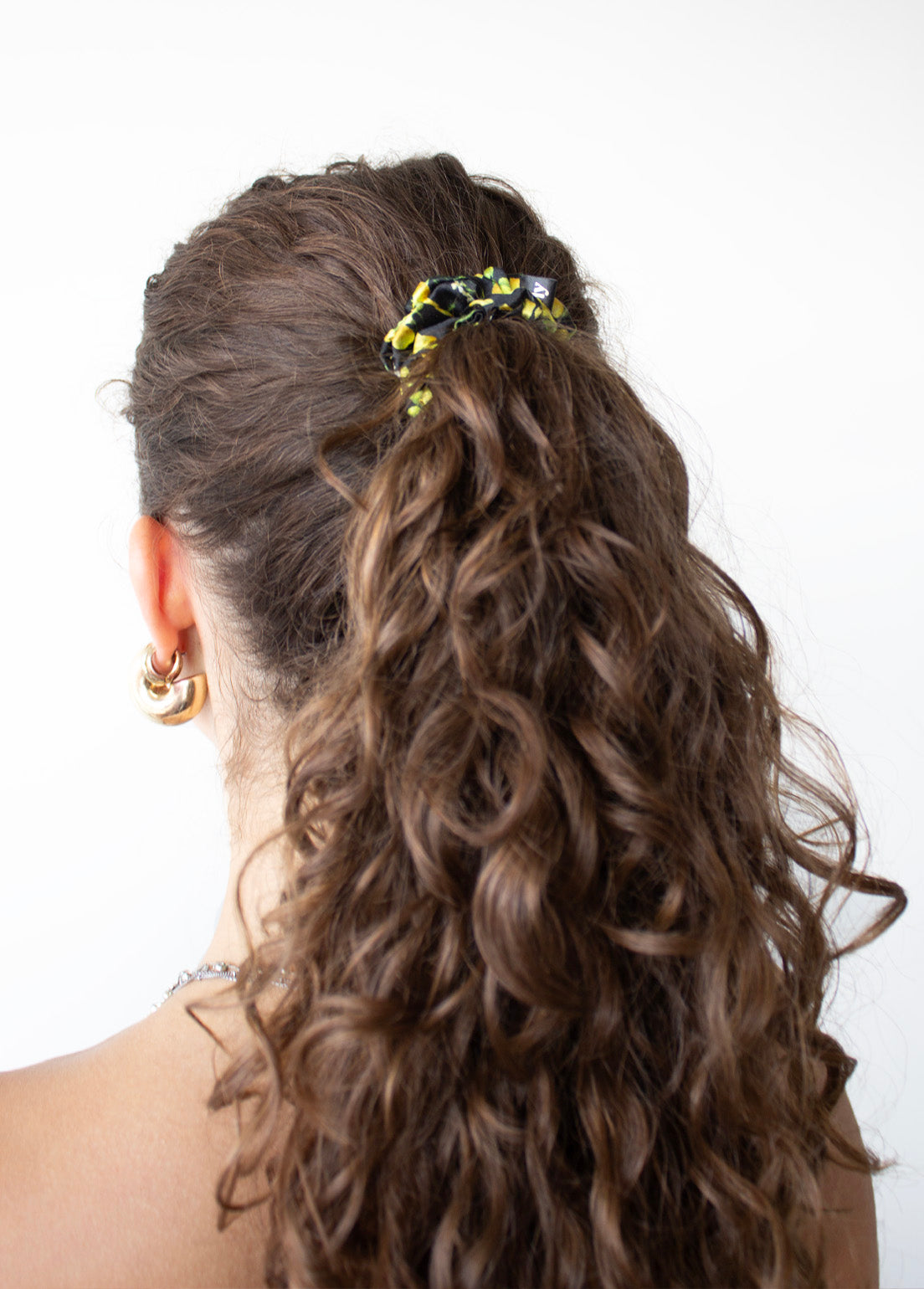 Mini hedvábná scrunchie - Limone Black