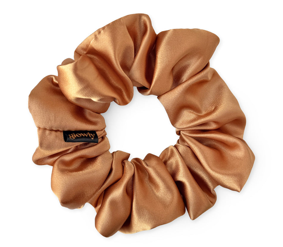 Saténová scrunchie - Cognac