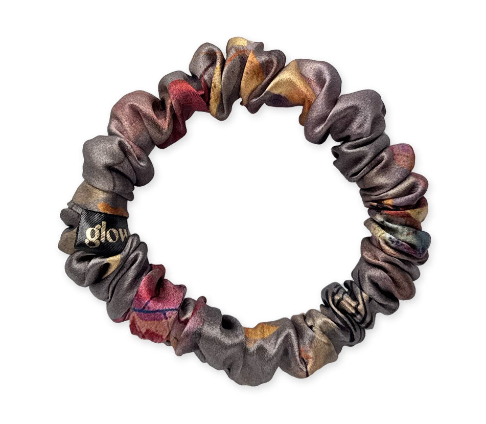 Mini hedvábná scrunchie - Copper night