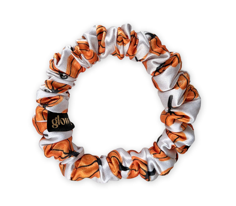 Mini saténová scrunchie - Dýně