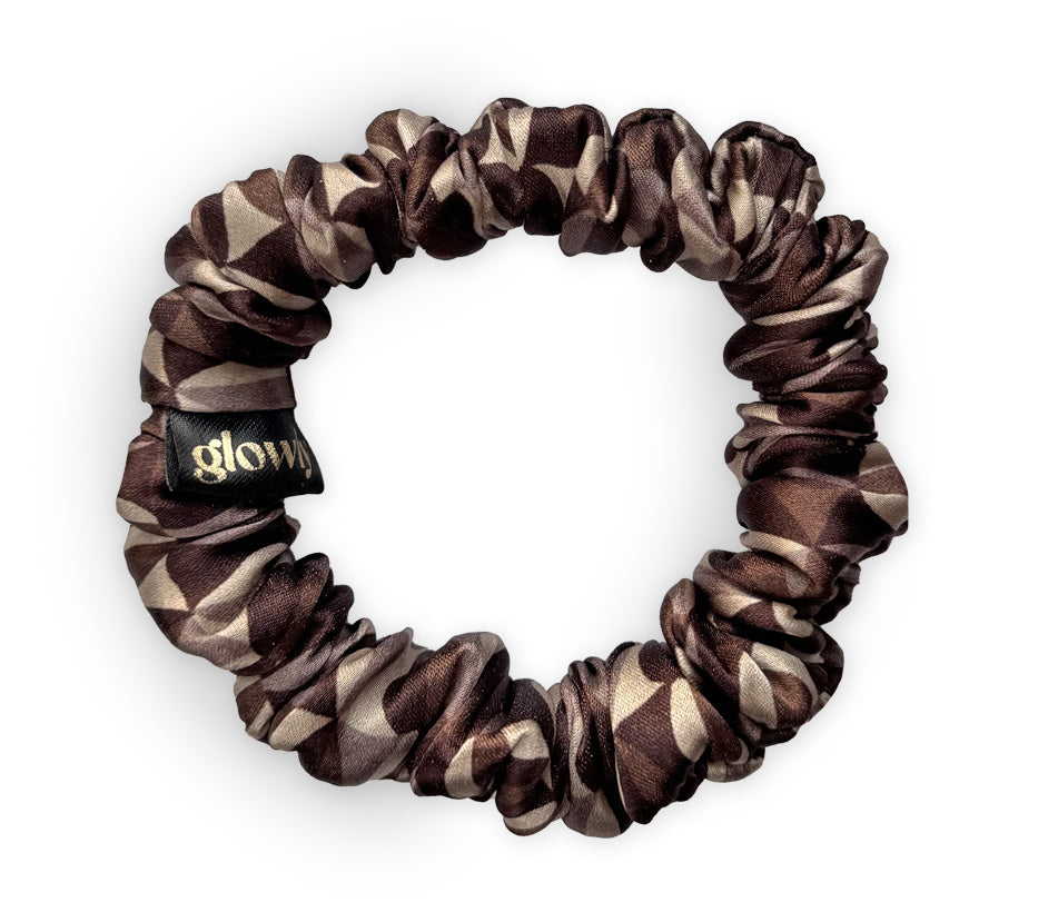 Mini hedvábná scrunchie - Espresso