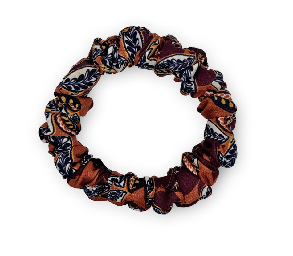 Mini hedvábná scrunchie - Fallen Leaves