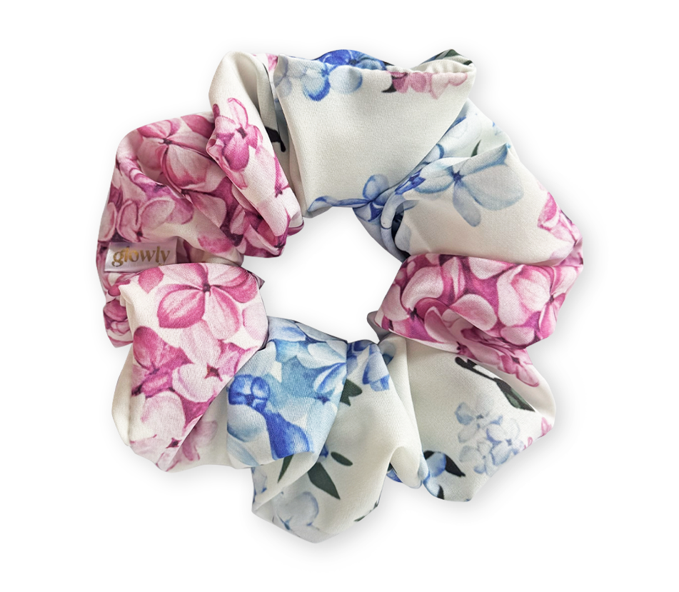 Hedvábná scrunchie - Hortenzie