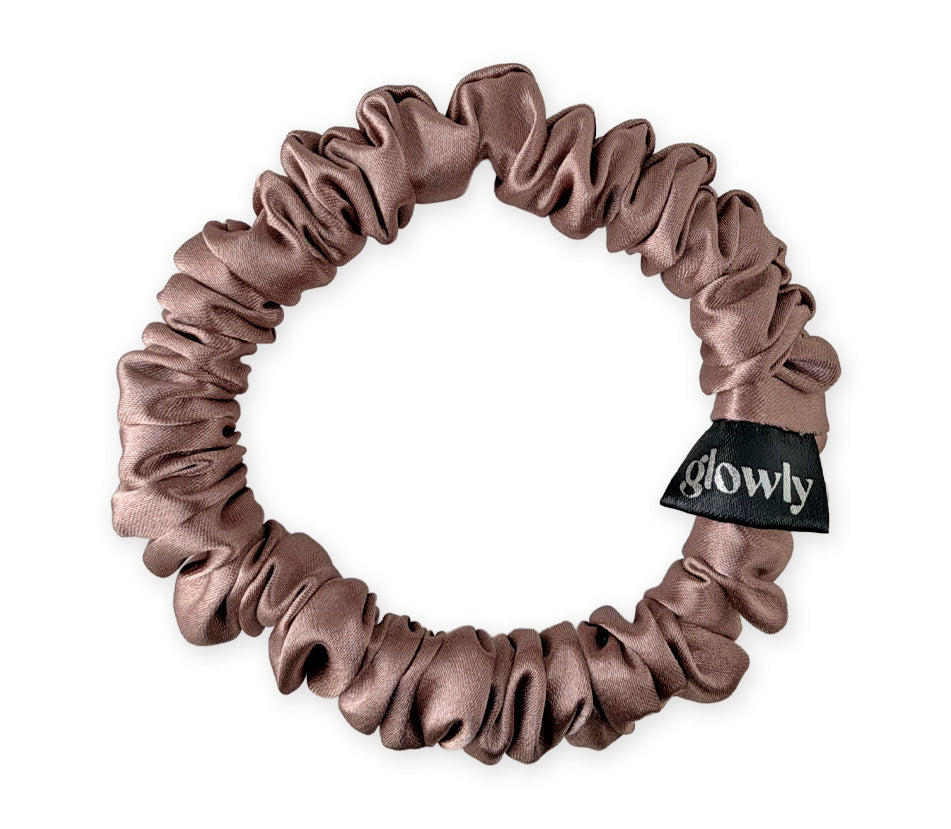 Mini saténová scrunchie - Taupe