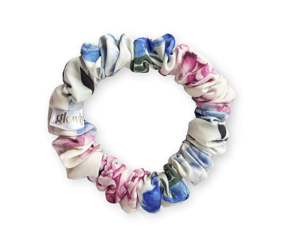 Mini hedvábná scrunchie - Hortenzie