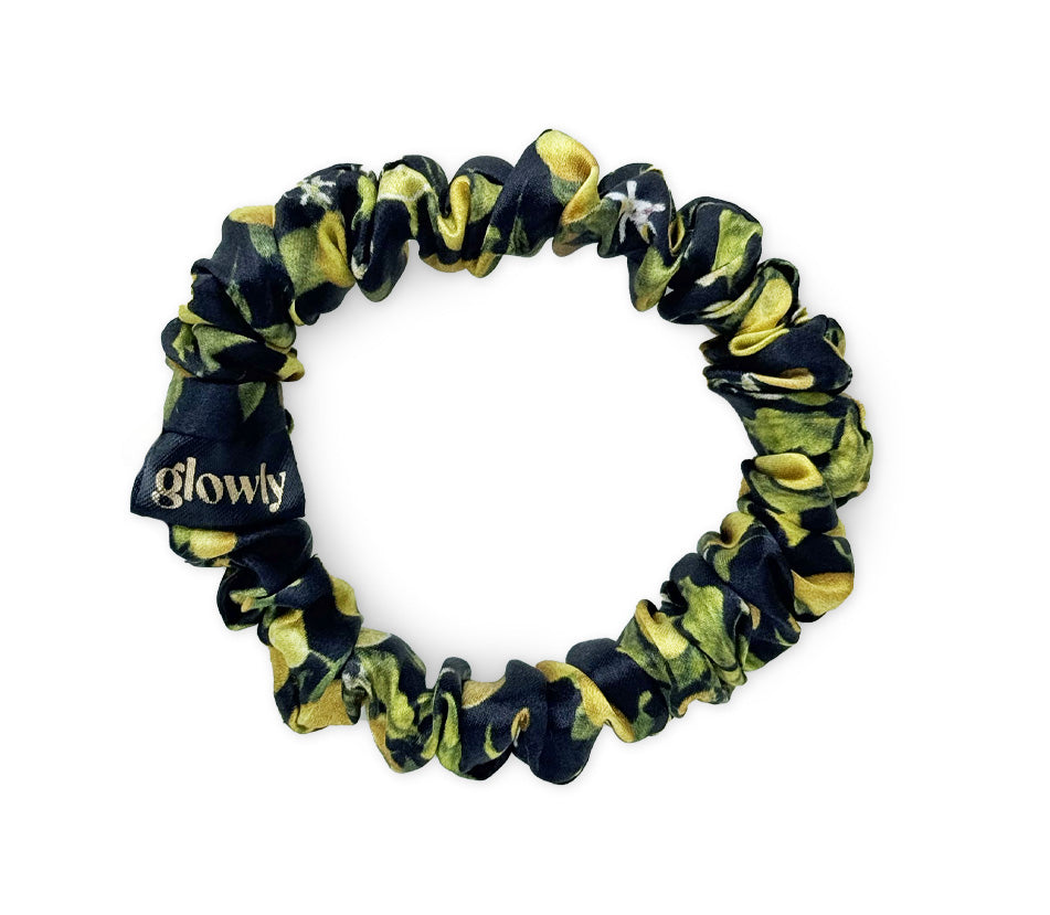 Mini hedvábná scrunchie - Limone Black