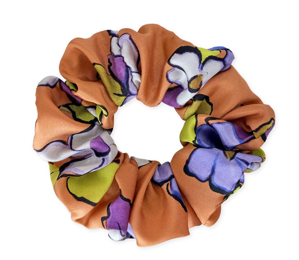 Hedvábná scrunchie - Mango Bloom
