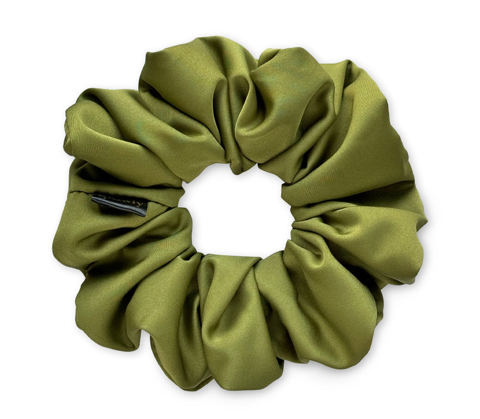 Saténová scrunchie - Olive Green