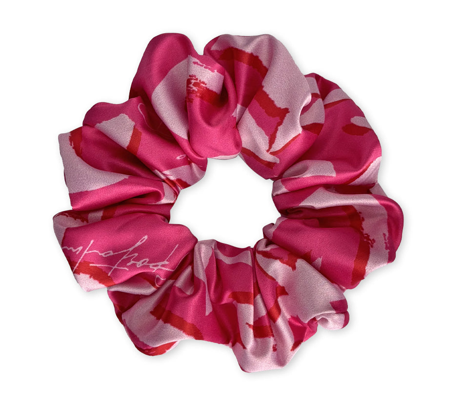 Saténová scrunchie - Pink splash