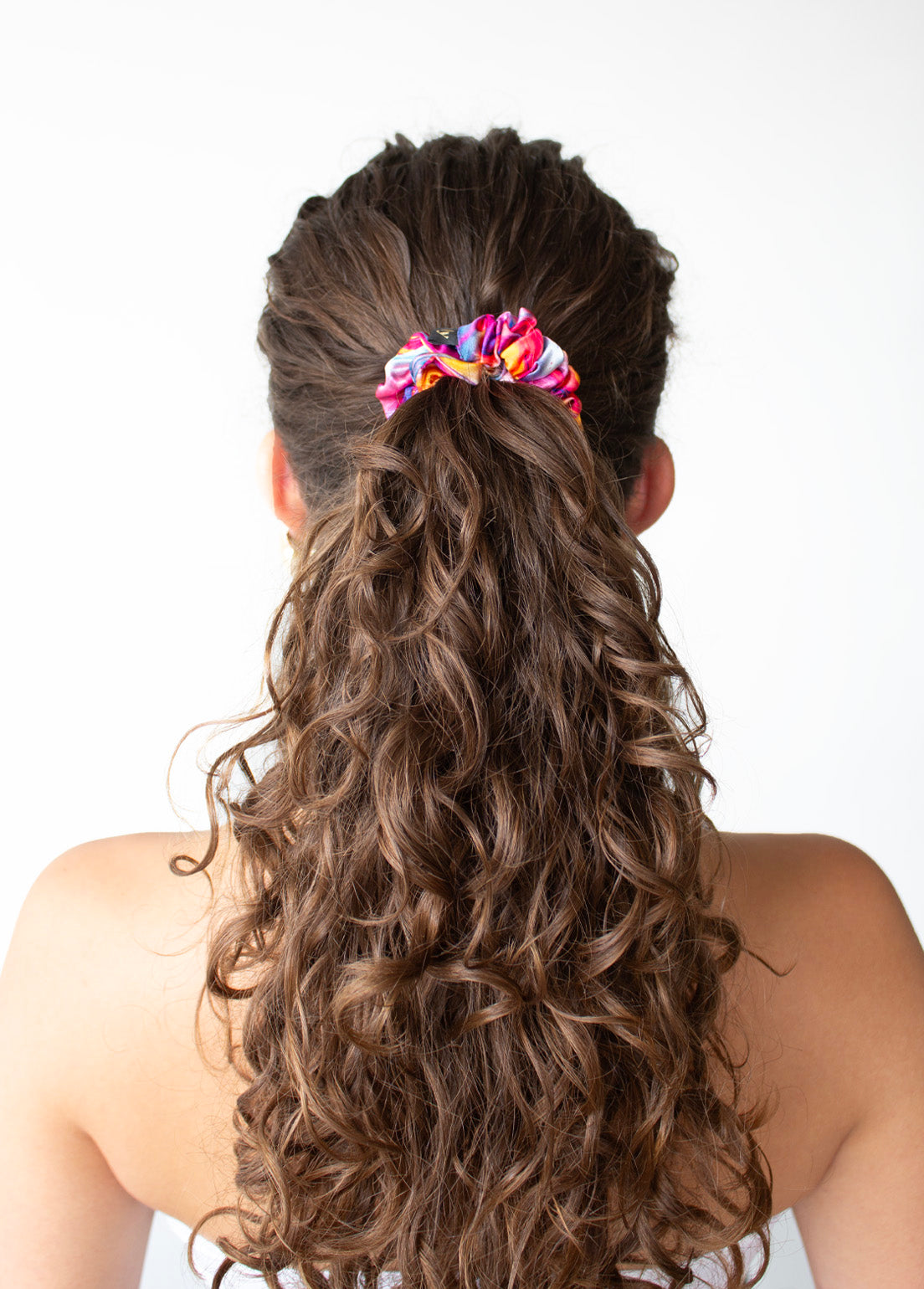 Mini saténová Scrunchie - Rainbow Liquid