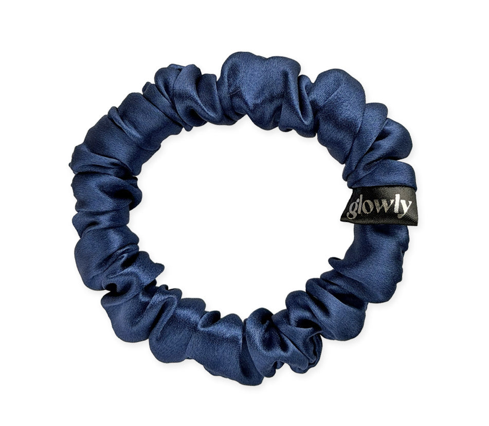 Mini hedvábná scrunchie - Tmavě modrá
