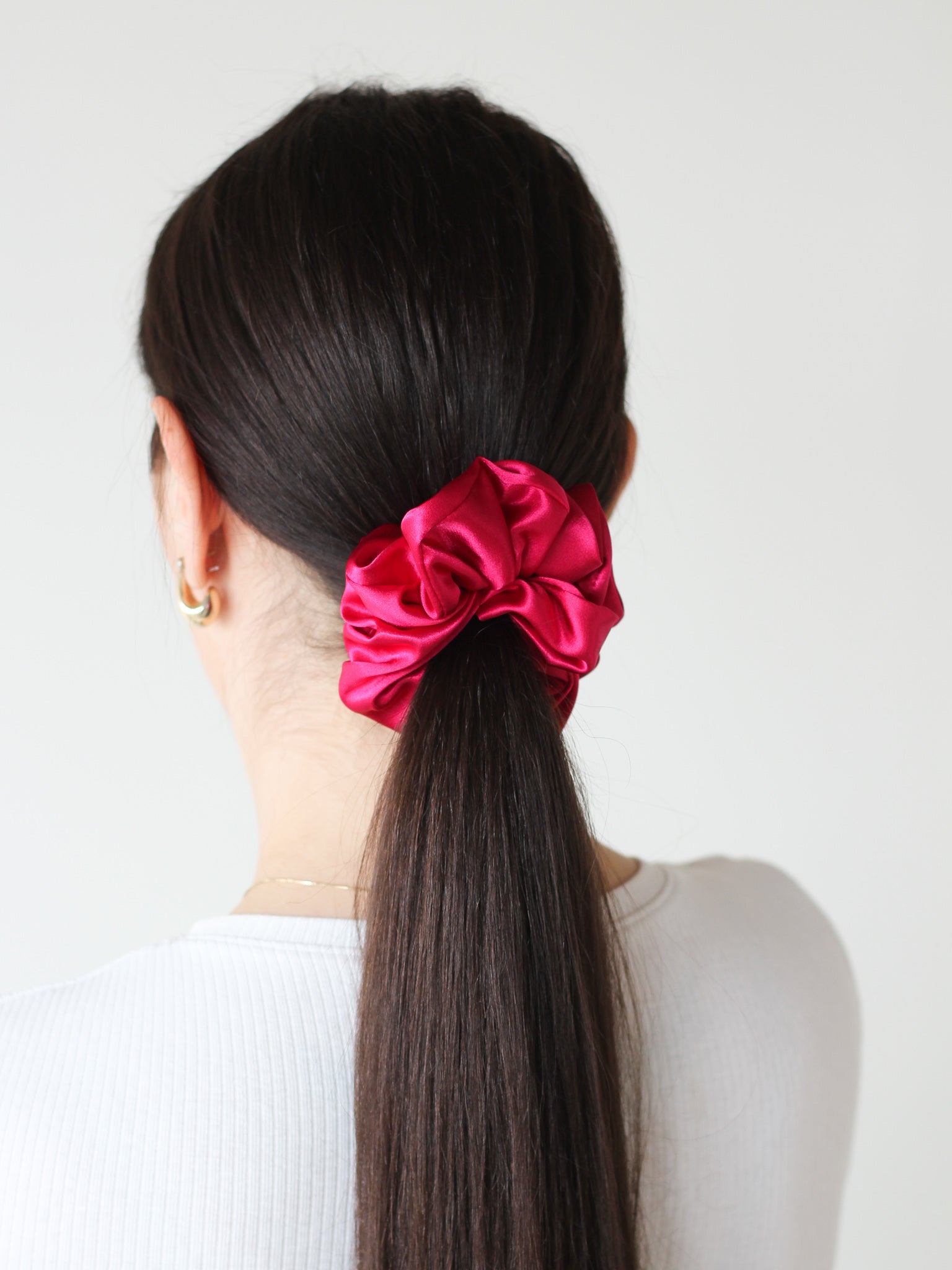 Saténová scrunchie - Fuchsia