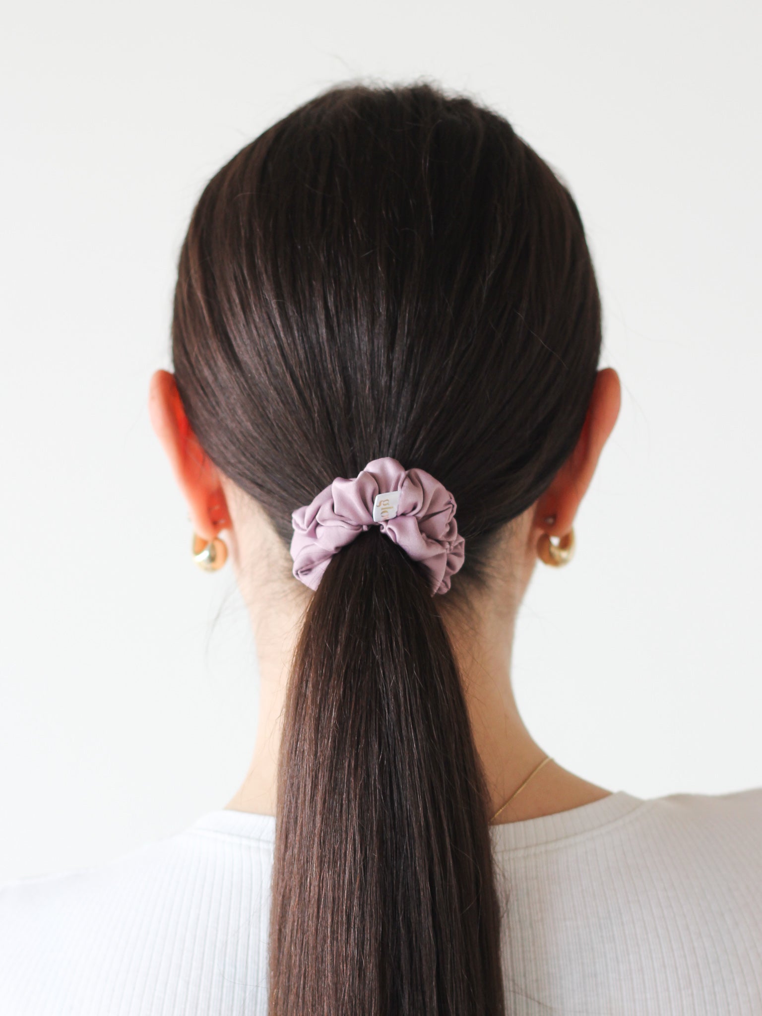 Mini saténová scrunchie - Mauve pink