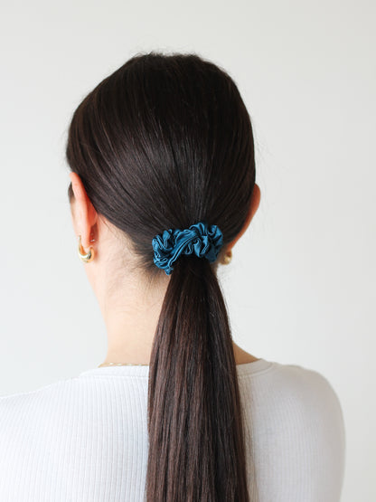 Mini saténová scrunchie - Petrol