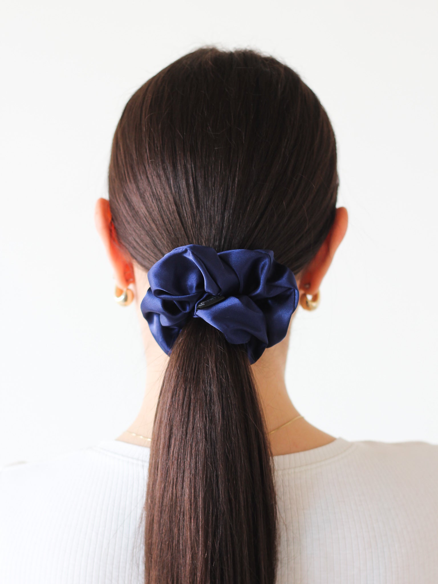 Saténová scrunchie - Midnight blue