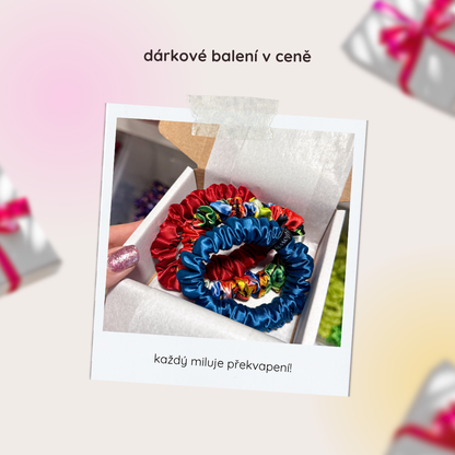 3 ks saténová mini scrunchie - mystery box