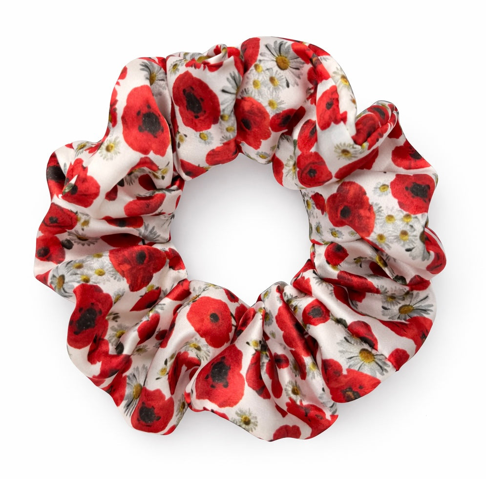 Hedvábná scrunchie - Vlčí mák