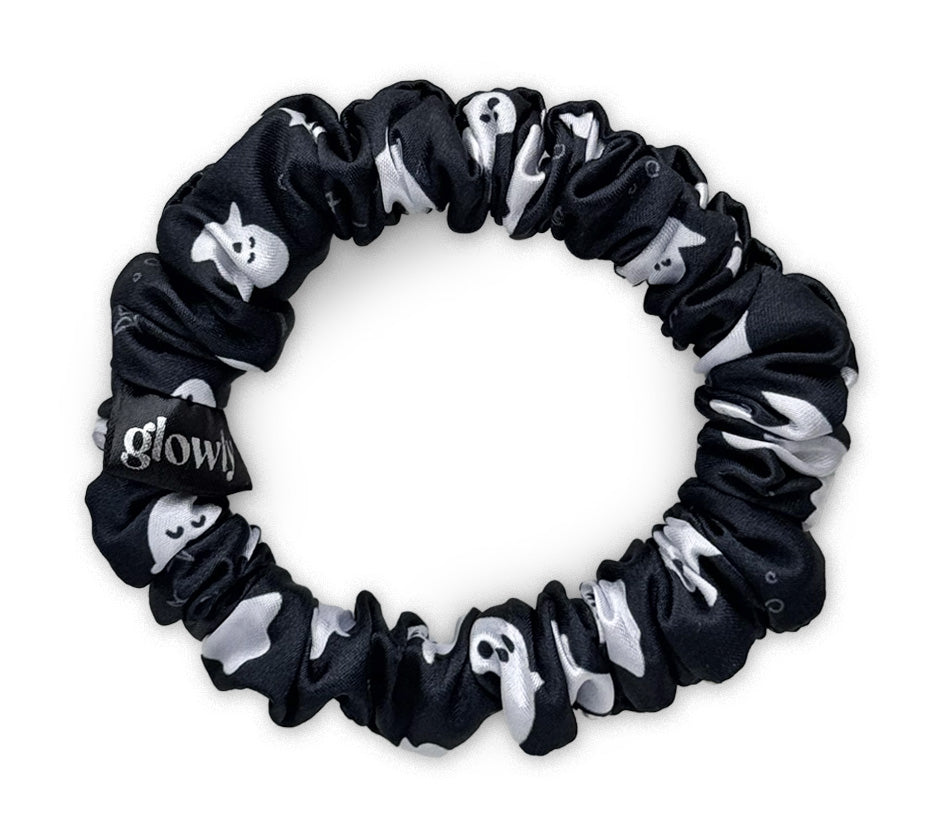 Mini saténová scrunchie - Boo
