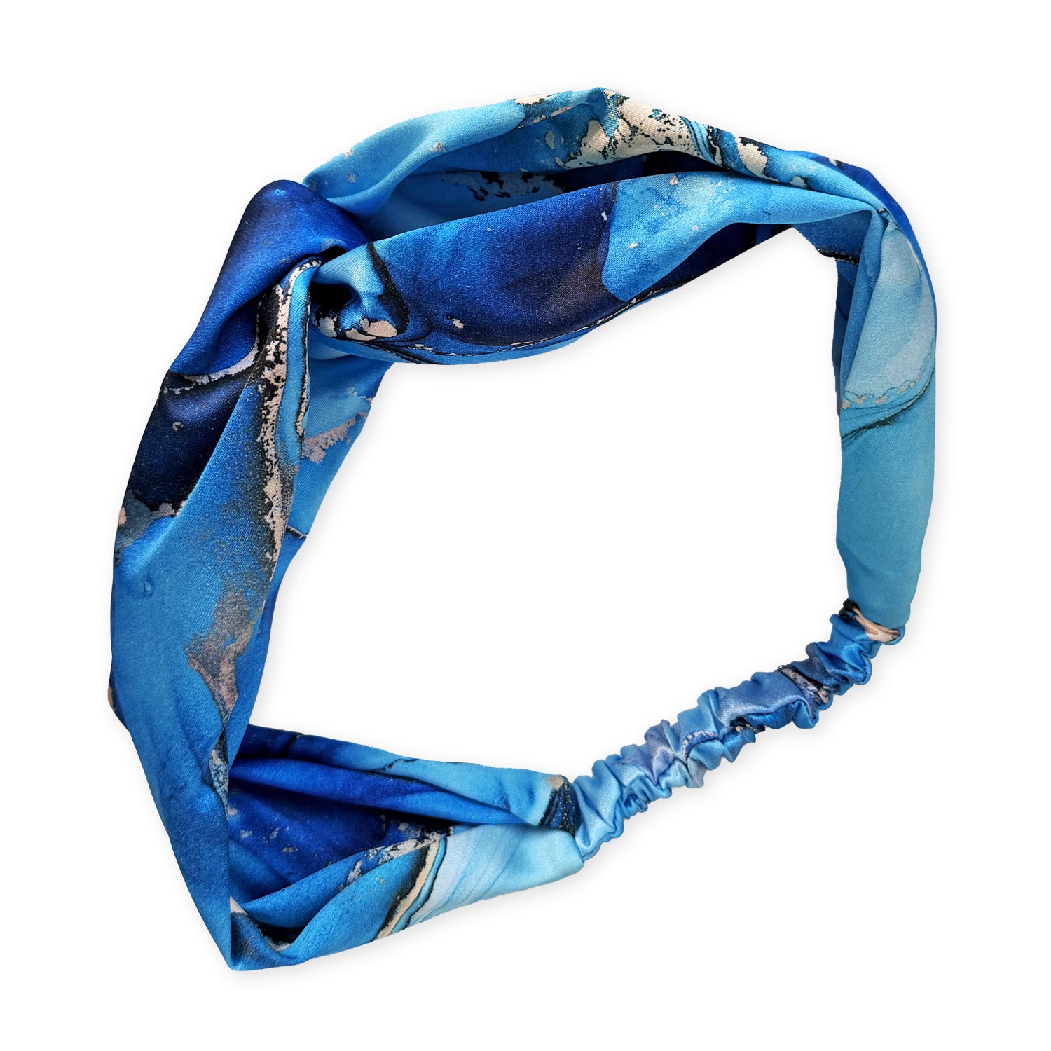 Gedrehtes Satin-Haarband – Meeresmarmor