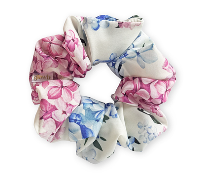 Hedvábná scrunchie - Hortenzie