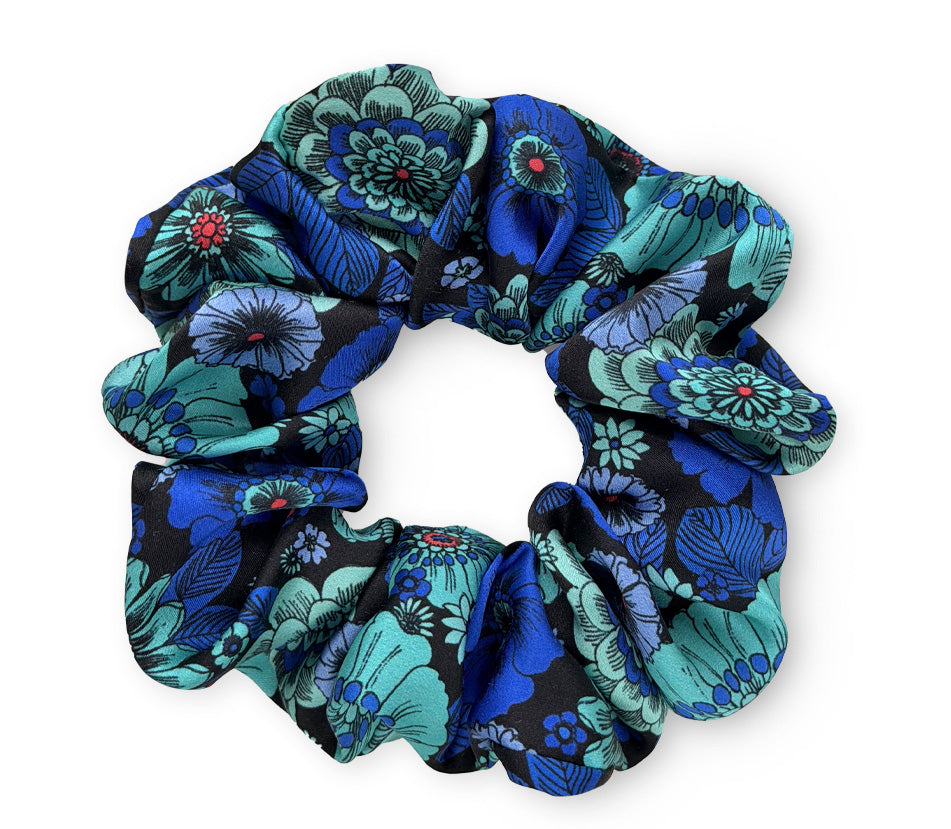 Hedvábná scrunchie - Cobalt