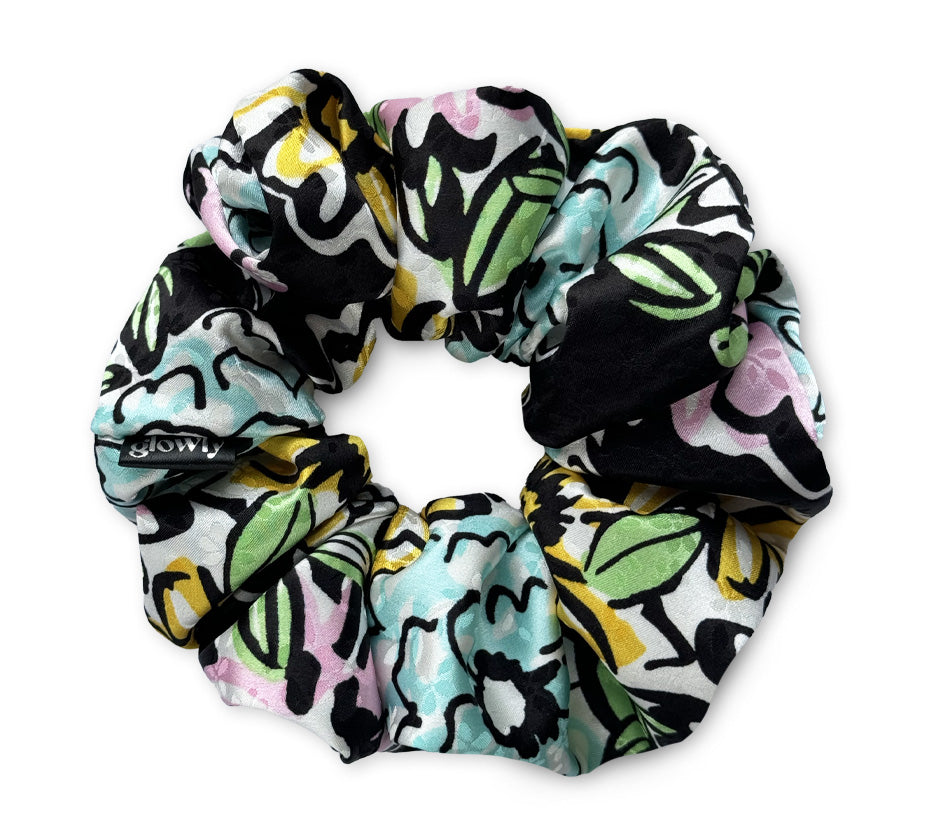 Saténová scrunchie - Inky garden