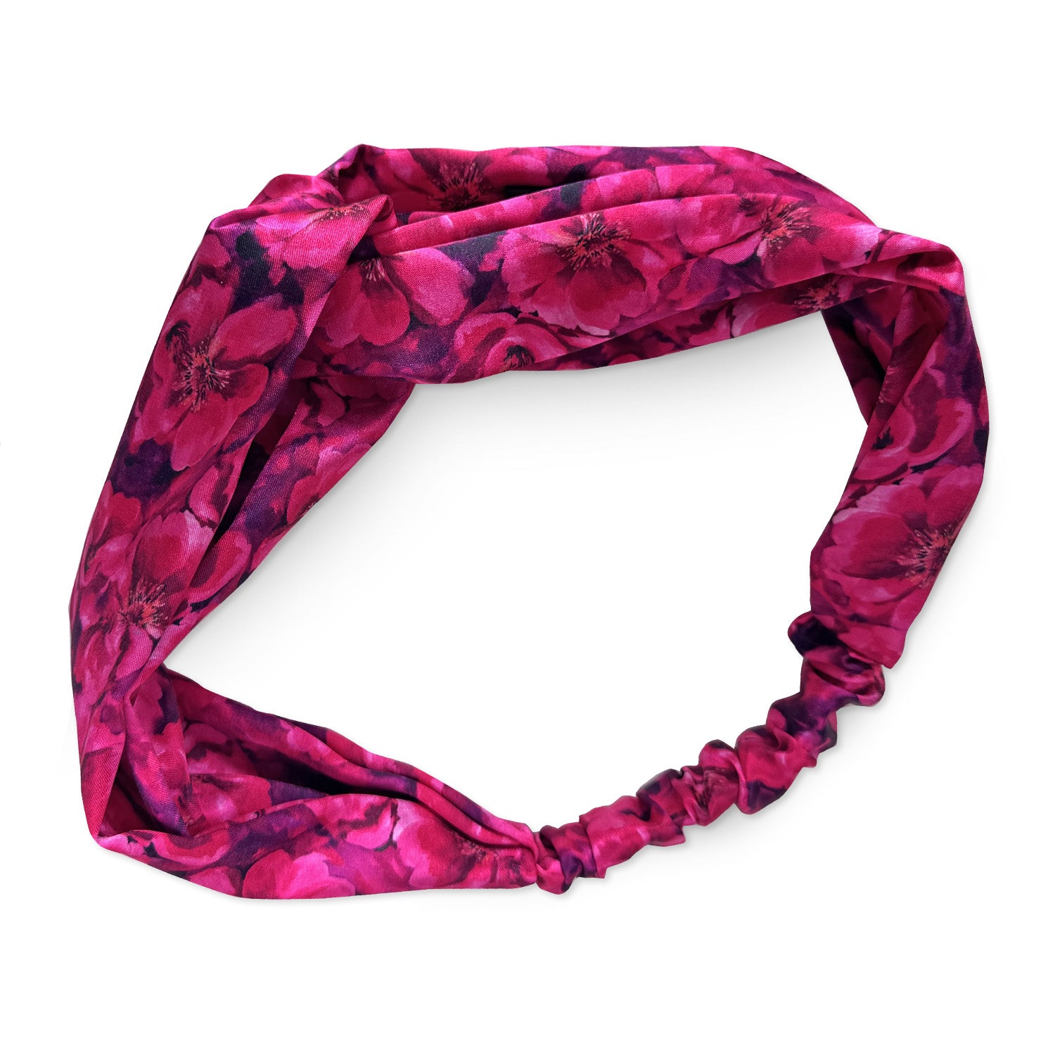 Saténová čelenka Twist - Fuchsia bloom