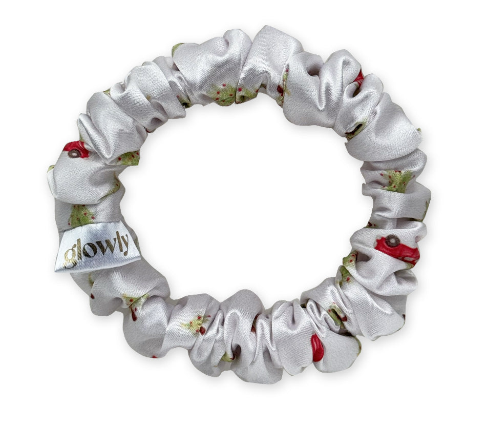 Mini saténová scrunchie - Christmas Ride