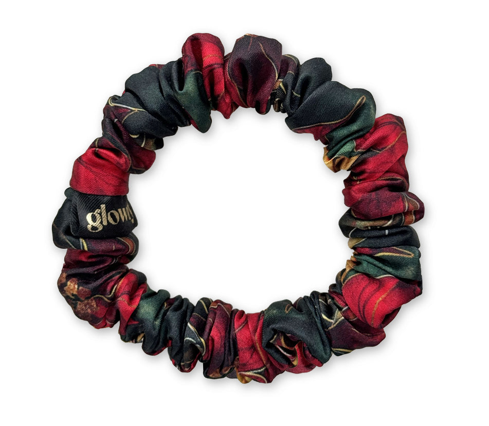 Mini saténová scrunchie - Vánoční hvězda