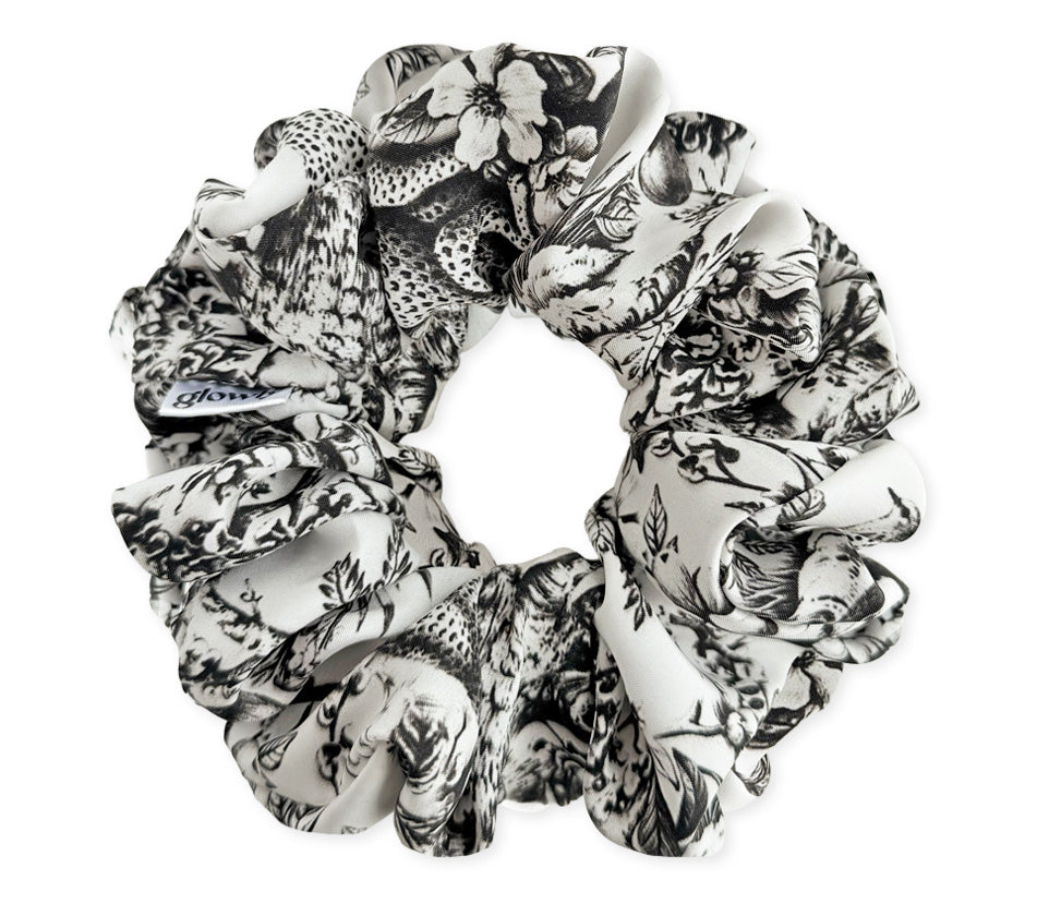 Hedvábná scrunchie - Noir Toile