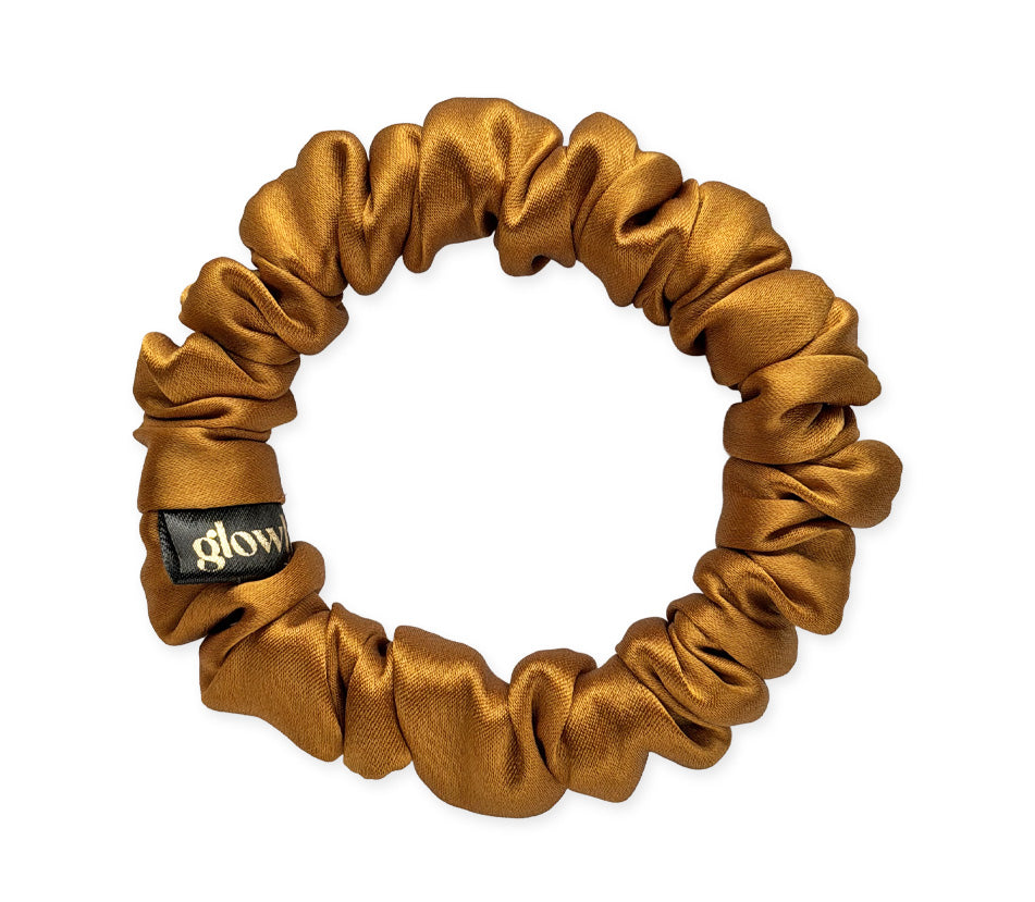 Mini hedvábná scrunchie - Okrová