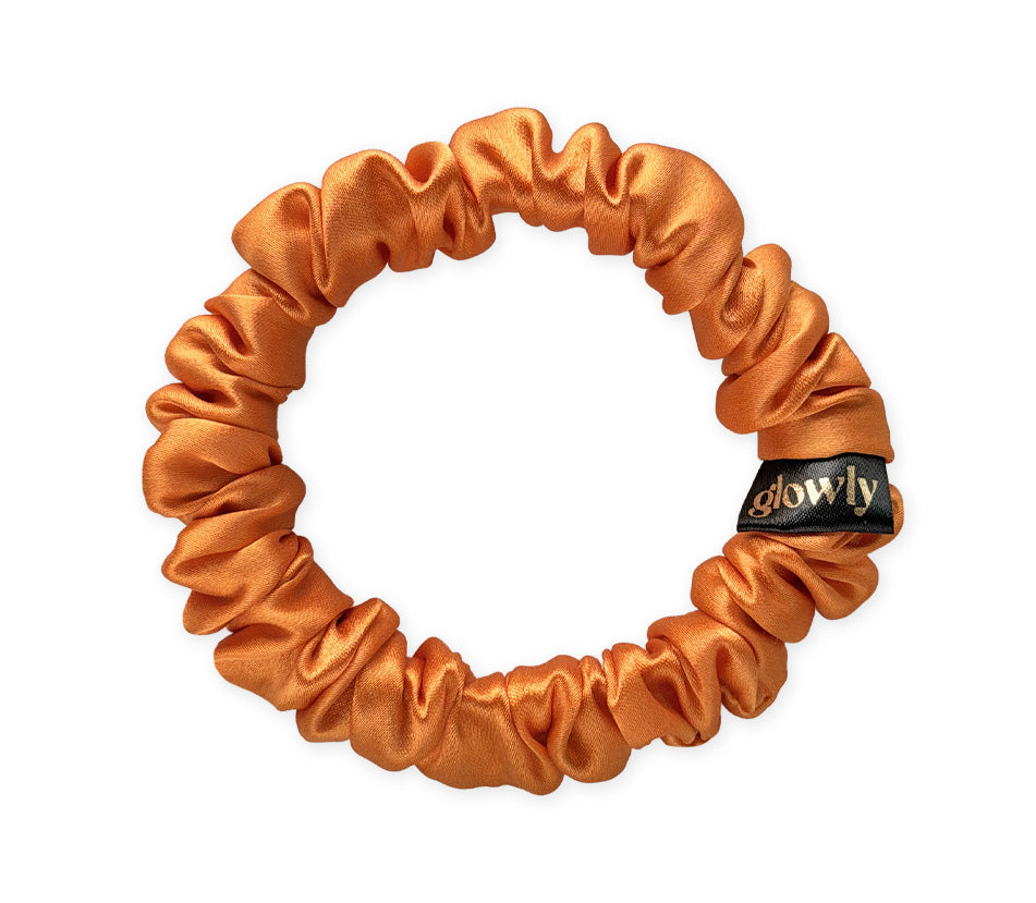 Mini hedvábná scrunchie - Oranžová