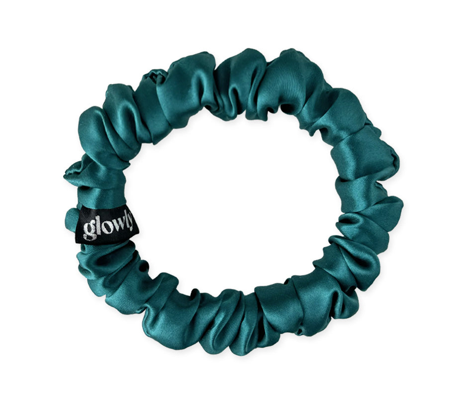 Mini hedvábná scrunchie - Petrol