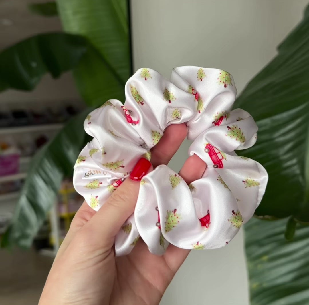 Saténová scrunchie - Christmas Ride