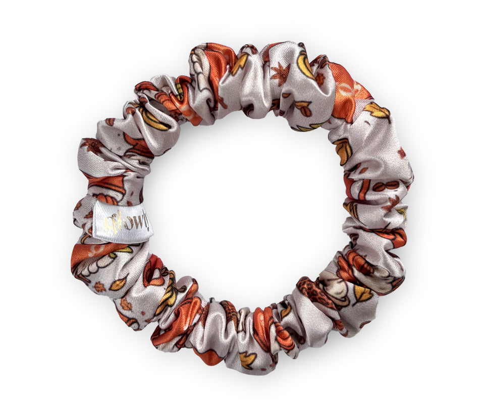 Mini saténová scrunchie - Pumpkin Spice