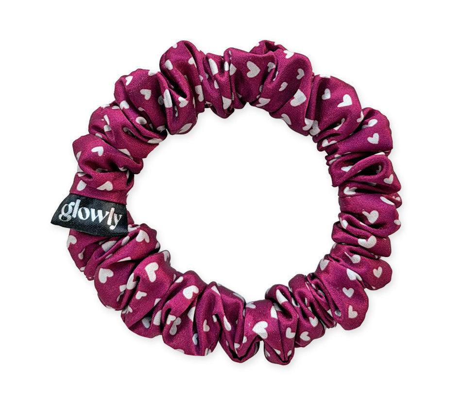 Mini saténová scrunchie - Hearts 1/2