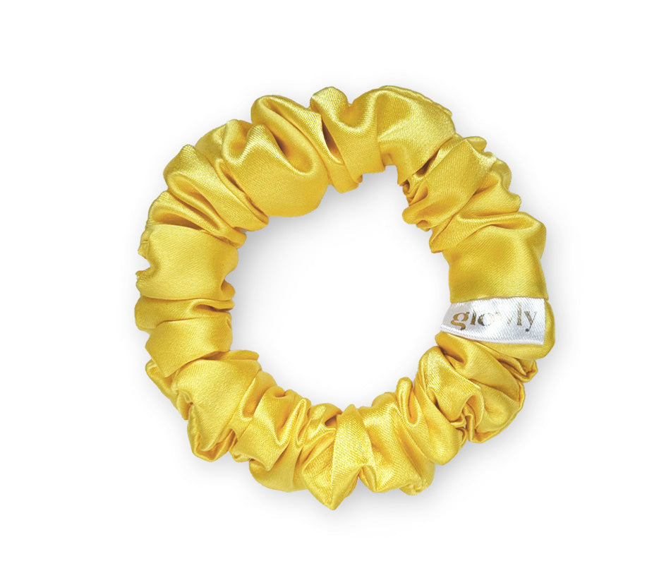 Mini saténová scrunchie - Sunny yellow
