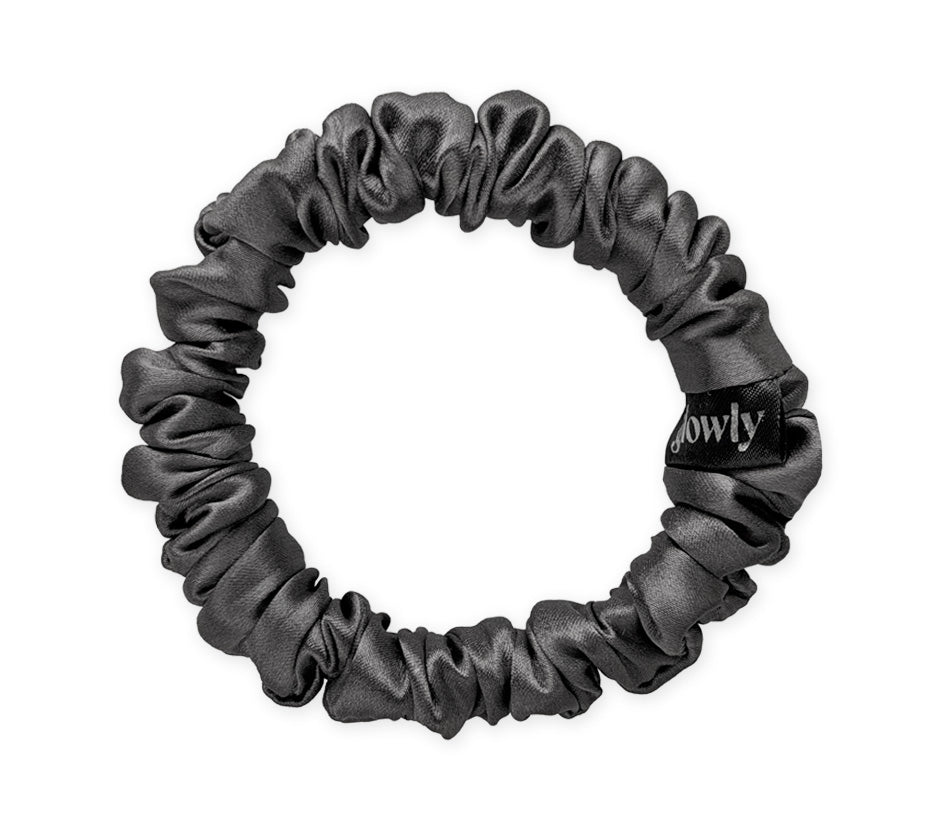 Mini hedvábná scrunchie - Tmavě šedá