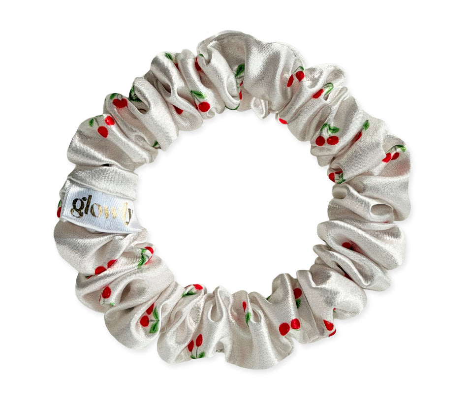 Mini saténová scrunchie - Cherry