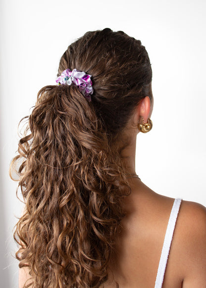 Mini saténová scrunchie - Tulipány