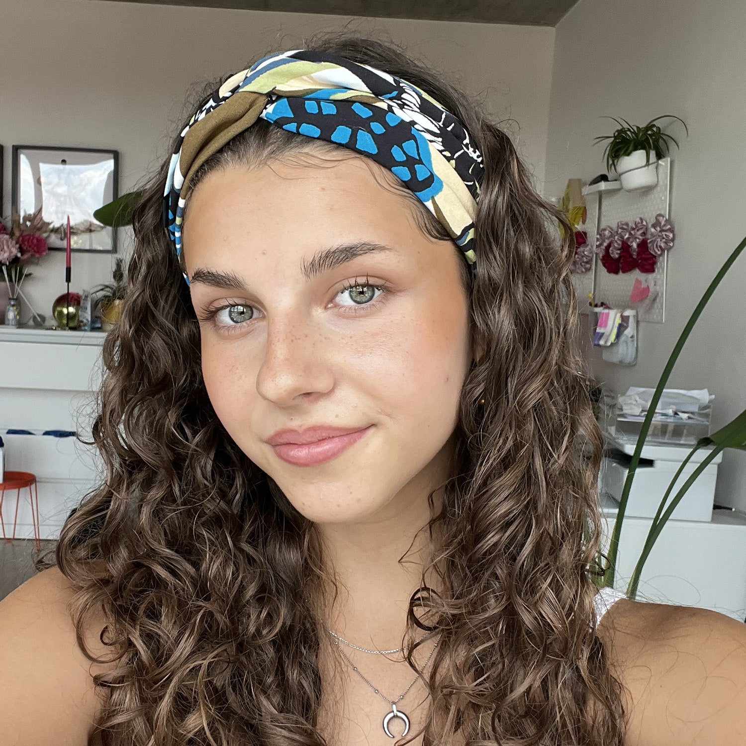Viskózová čelenka Twist - Urban blue