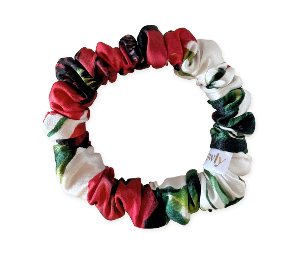 Mini hedvábná scrunchie - Wild Poppy